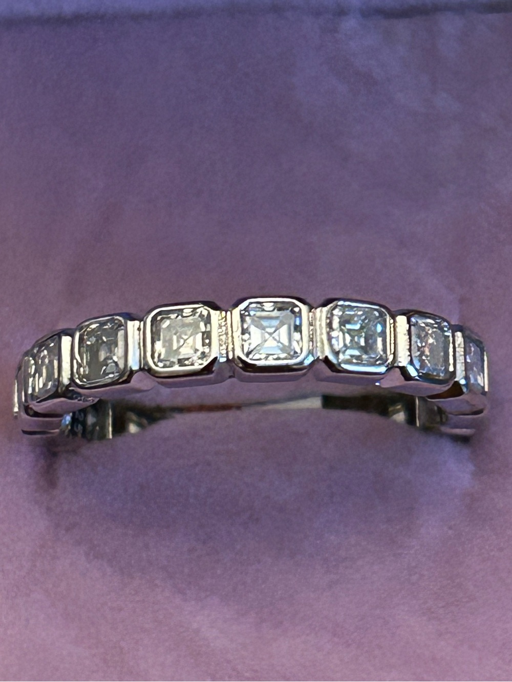 2.00CTW Cushion Cut Bezel Set Eternity Band Ring in 925 Sterling Silver